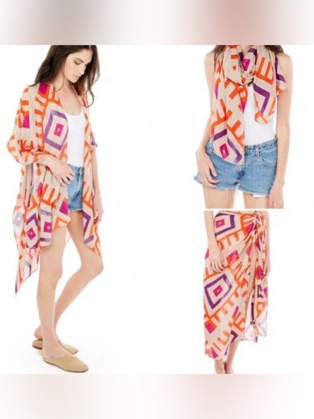 Michael Stars x FabFitFun Convertible Ruana Kimono Scarf Sarong One Size